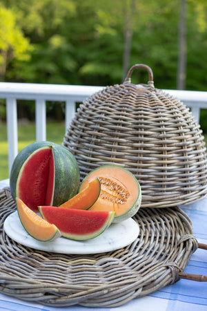 Large Rattan Food Cover with Tray