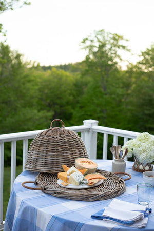 Large Rattan Food Cover with Tray