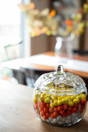 Glass Pumpkin Candy Jar with Lid