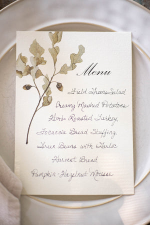 Thanksgiving Oak Leaf Menu Cards
