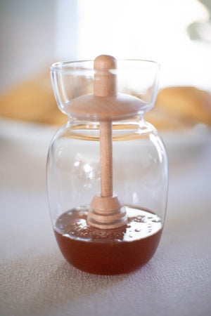 Glass Honey Jar with Honey Dipper