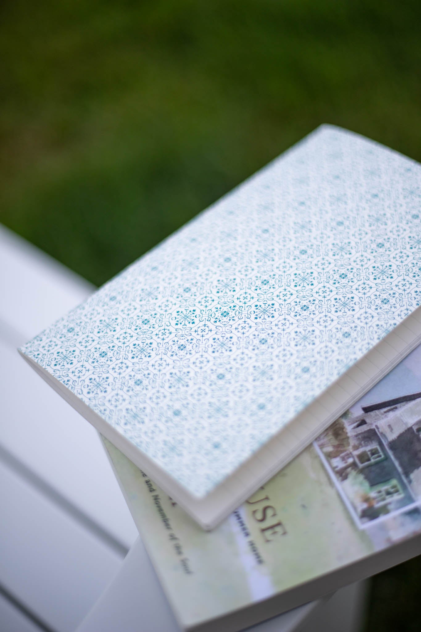 Blue and White Printed Notebook