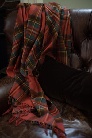 Merino Lambswool Throw - Autumn Plaid - Antique Royal Stewart Tartan