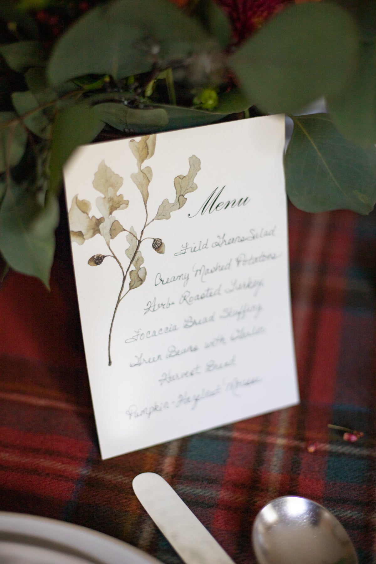 Thanksgiving Oak Leaf Menu Cards