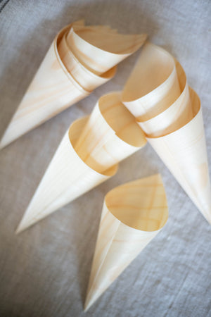 Wooden Food Cones - Set of 10