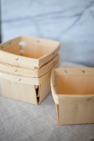 Wooden Berry Baskets (Square) - Set of 4