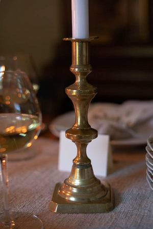 Aged Brass Candlesticks - Mismatched Set of 5