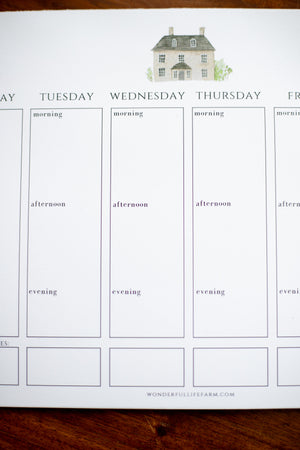 Weekly Calendar Notepad