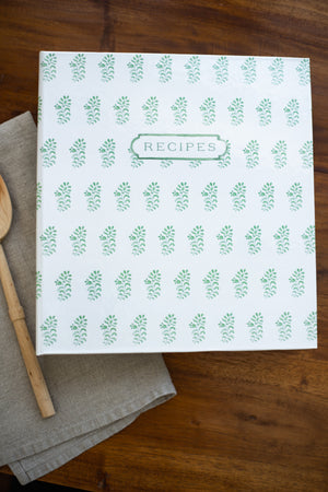 Green Block Print 3-Ring Recipe Binder