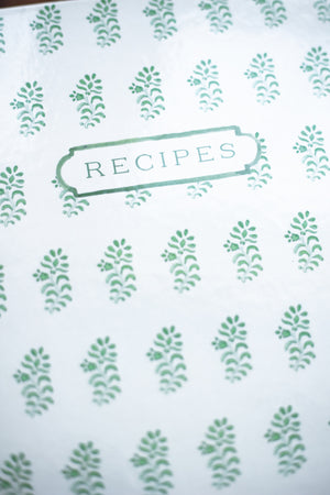 Green Block Print 3-Ring Recipe Binder