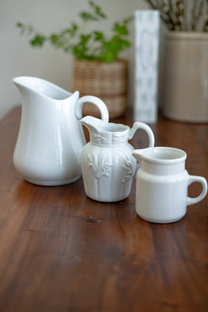 Antique White Pitchers - no. 1 - Set of 3