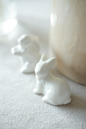 White Ceramic Bunnies - Set of 6